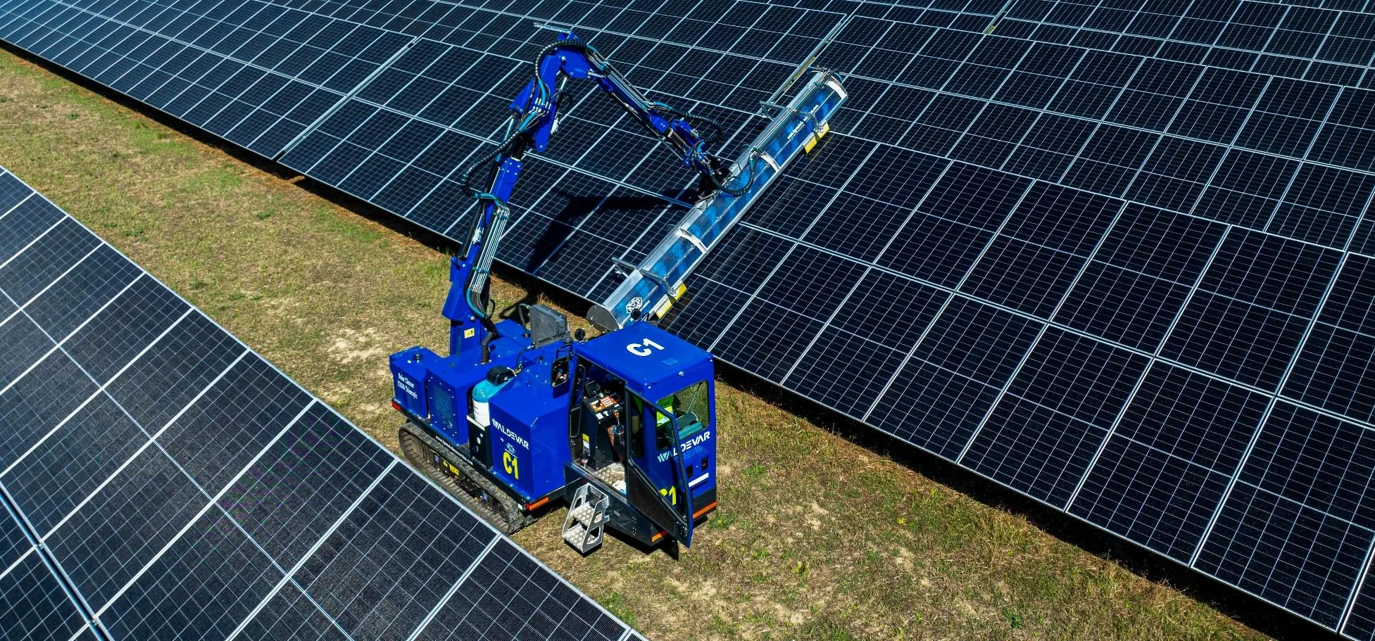 Robotic panel cleaning in a PV plant