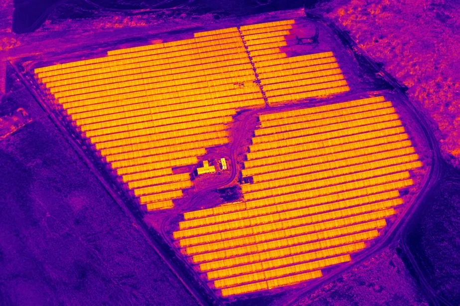 Aerial thermal image of a PV plant