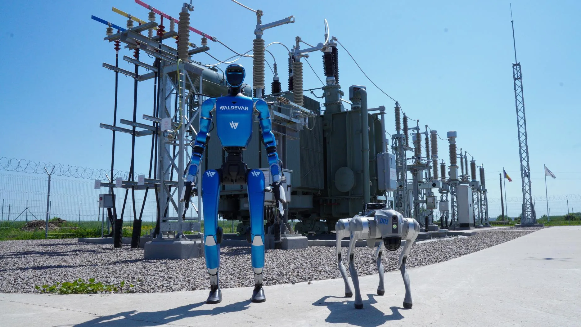 WALDEVAR humanoid robot and a quadruped robot at a high-voltage substation